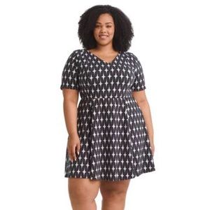 Renee C Geo Print Navy Fit-And-Flare Dress